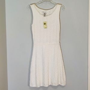 New Max Studio Ivory Floral Textured Dress Medium